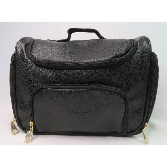 New BELLA RUSSO Black Vegan Leather Cosmetic Makeup Toiletries Carry All Bag - Picture 1 of 12